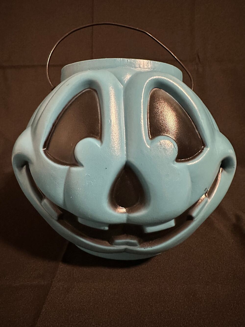 Vintage Style Blue Halloween Pumpkin Jack O Lantern Trick or Treat Pail Bucket